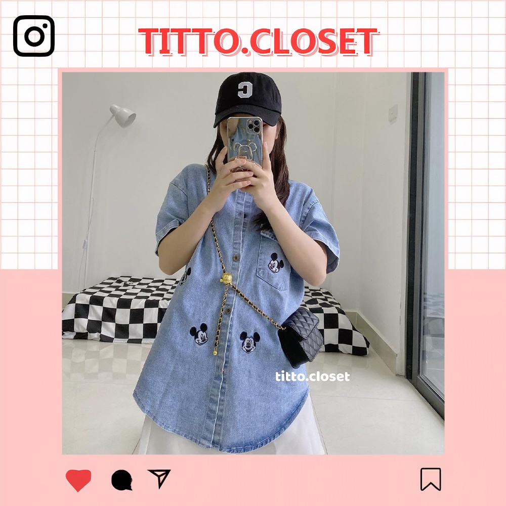 Áo Sơ Mi Vintage Jean Túi Ngực Form Rộng - Có Video Shop Quay - Titto Closet