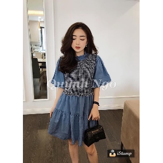 Đầm zr denim phối dạ