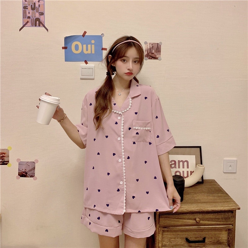 Bộ ngủ pijama nữ trái tim các loại xinh yêu | BigBuy360 - bigbuy360.vn