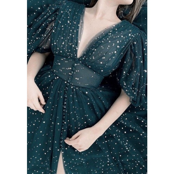 Voan Lưới Sao Nhũ Vàng Lấp Lánh