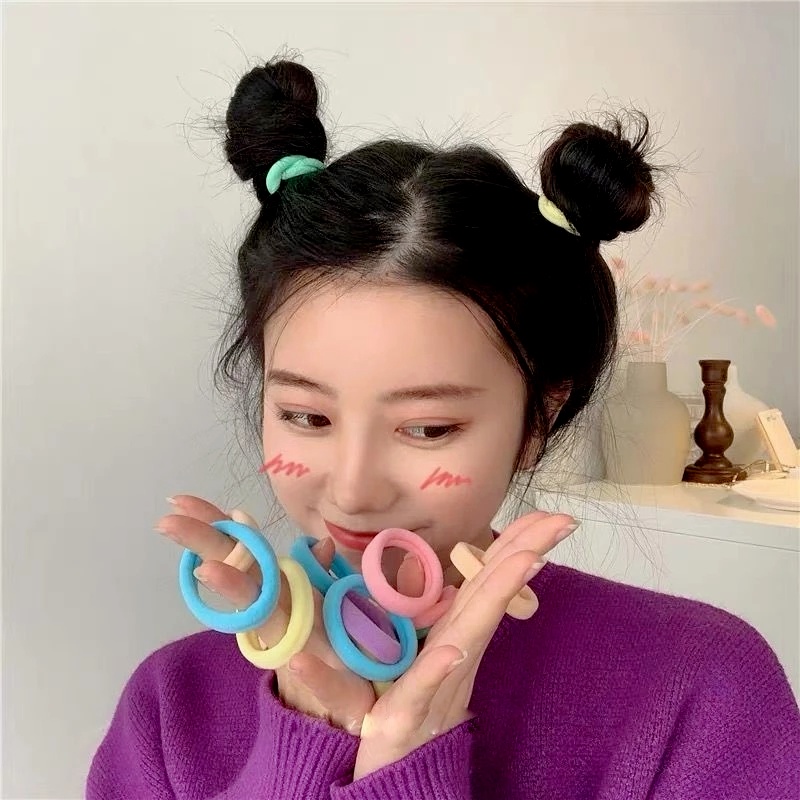 Set 24 Dây Buộc Tóc Cao Su Nylon Mềm Co Giãn Nhiều Màu Sắc Cho Bé Gái