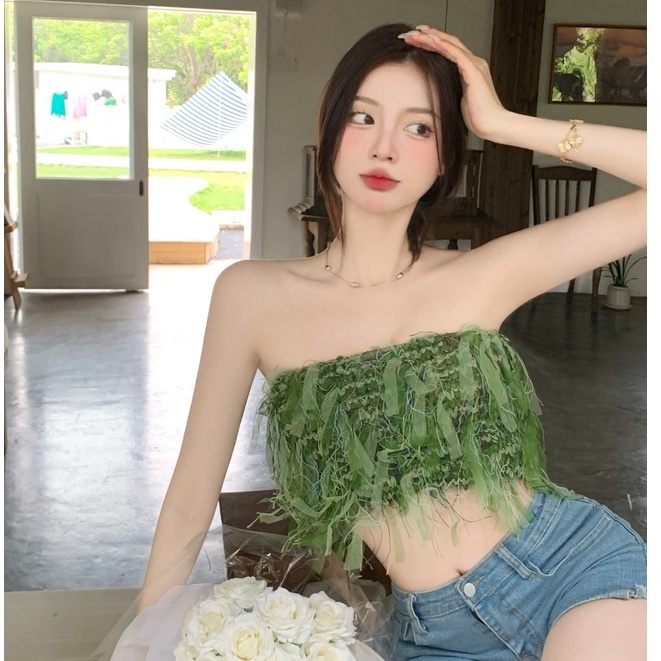 Áo Croptop Phong Cách Hàn Quốc Trẻ Trung Quyến Rũ Cho Nữ
