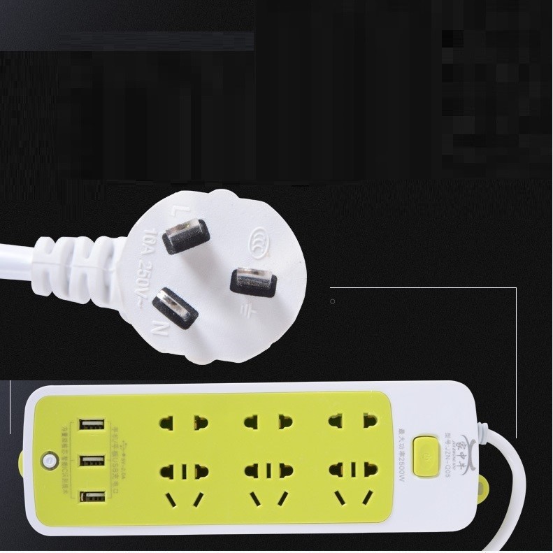 Ổ Điện Đa Năng Chống Giật 3 Cổng USB Và 9 Ổ Cắm Tiện Dụng Dây 1.2 mét - Ổ Điện Xanh Nhiều Cổng Cắm