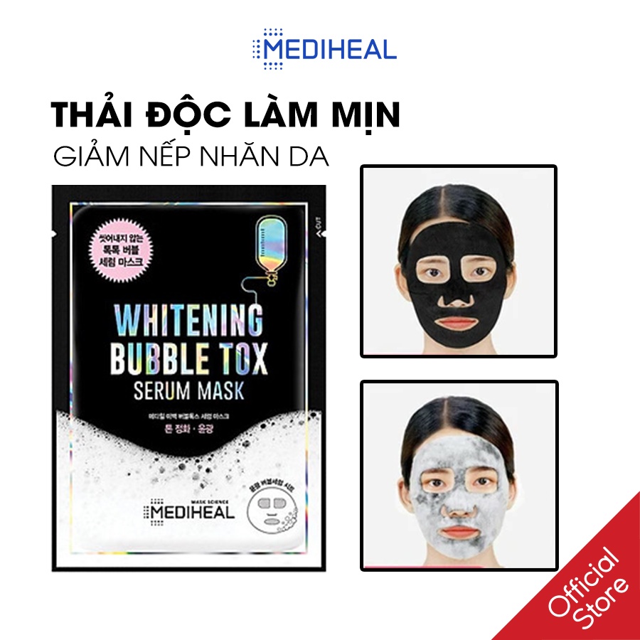 [Mã FMCGMALL -8% đơn 250K] Mặt Nạ Thải Độc Mediheal Whitening Bubble Tox Serum Mask 25ml [K59]