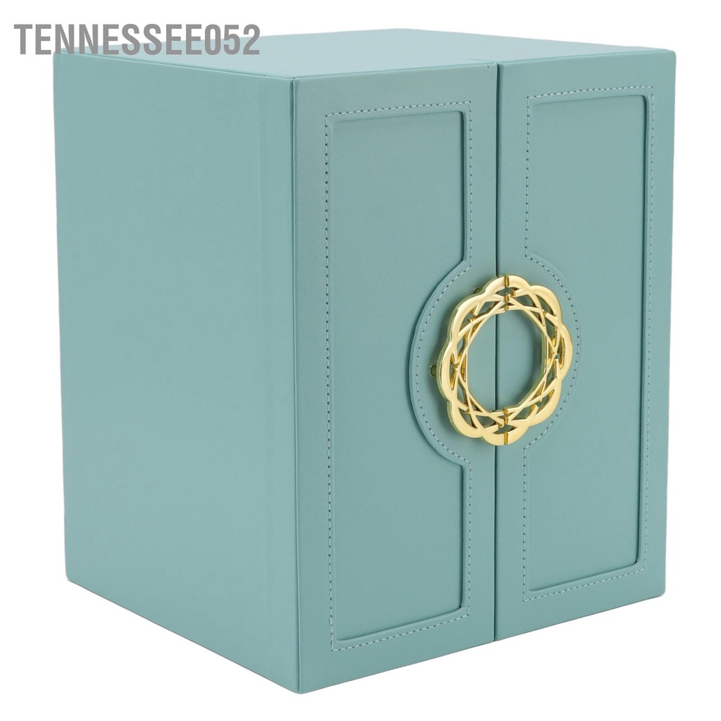 [Hàng HOT] Hộp Đựng Trang Sức Bằng cao cấp bọc da 5 tầng Hai Cửa Màu Xanh Lá Phong Cách Châu Âu sang trọng【Tennessee052】