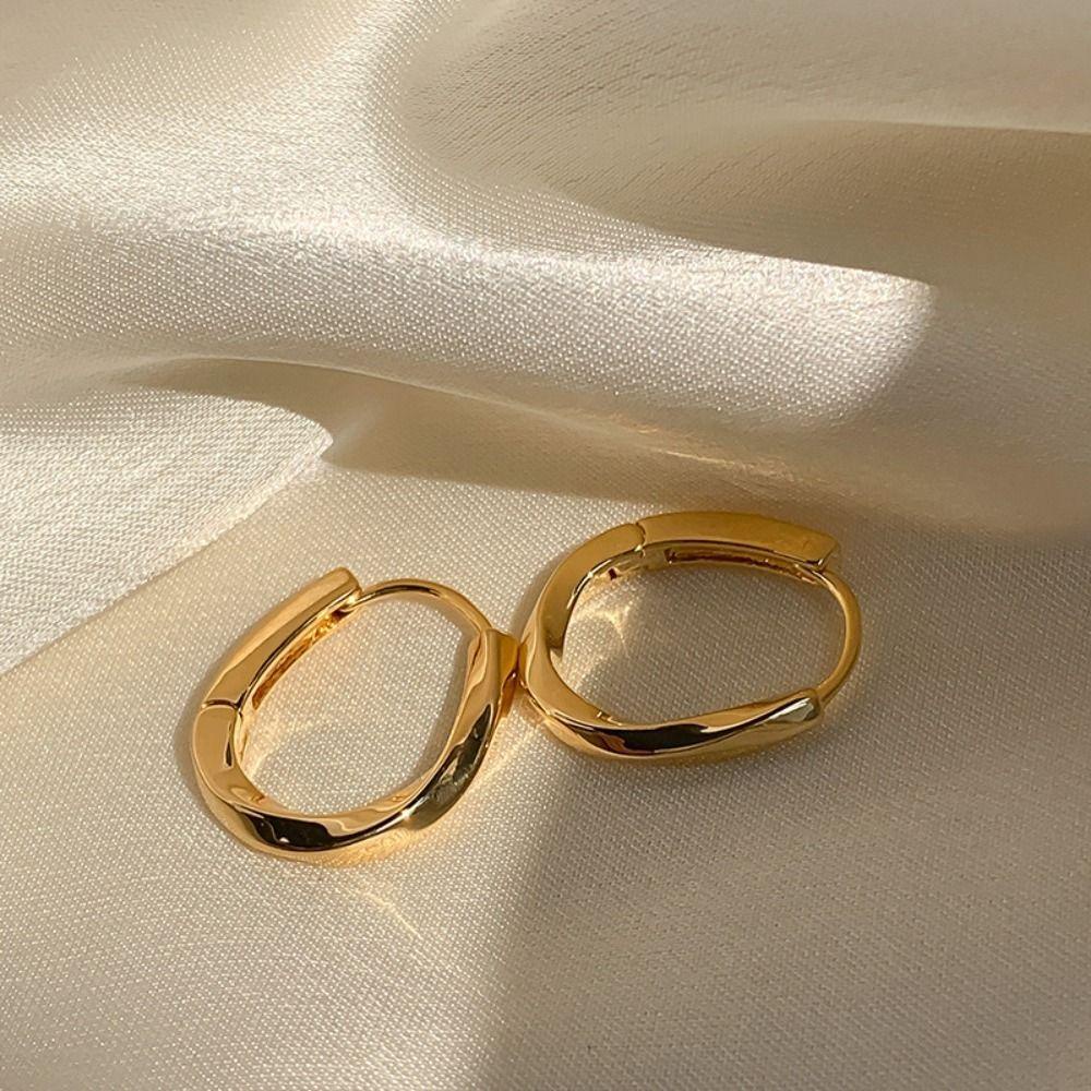 USNOW Đôi Khuyên Tai HìNh Oval ĐíNh Kim Cương Giả ThờI Trang Cho Nữ