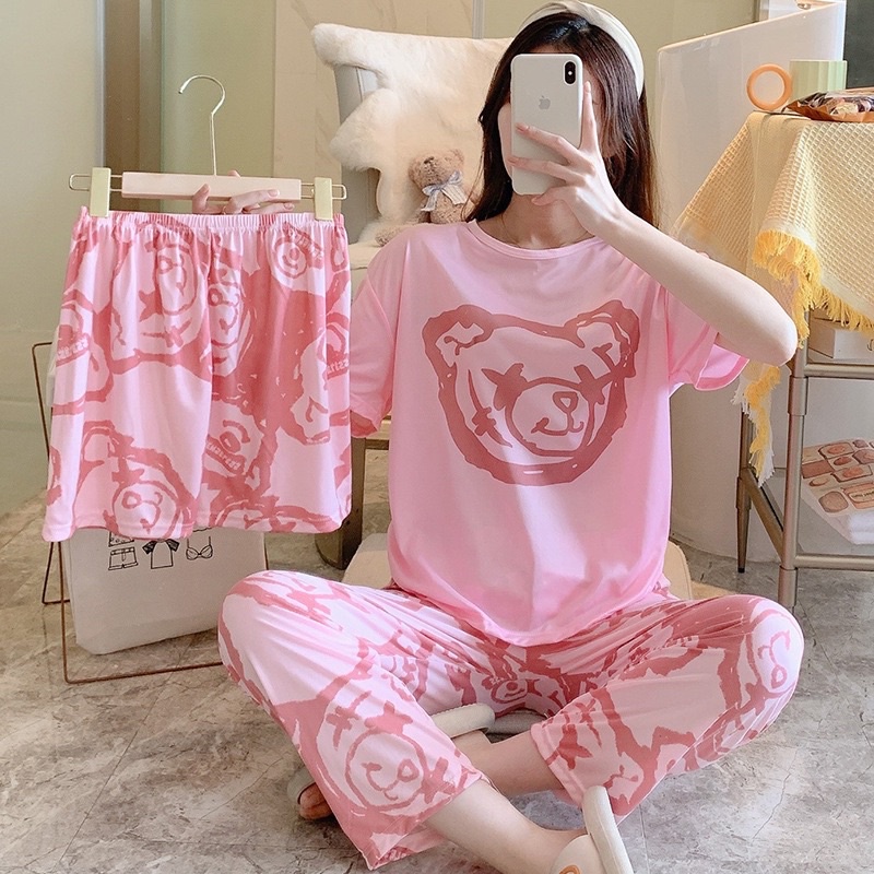 đồ bộ 3 món free size dưới 75kg