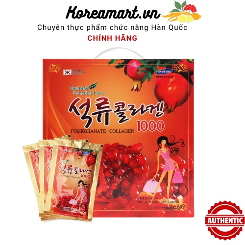 Nước Ép Lựu Collagen Hàn Quốc, Hộp 30 gói* 80ml giúp da sáng đẹp và căng sức sống