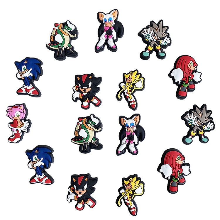 Nút Gắn Dép Khóa Giày Jibbitz, Sticker Nhựa Mềm PVC Hình Sonic