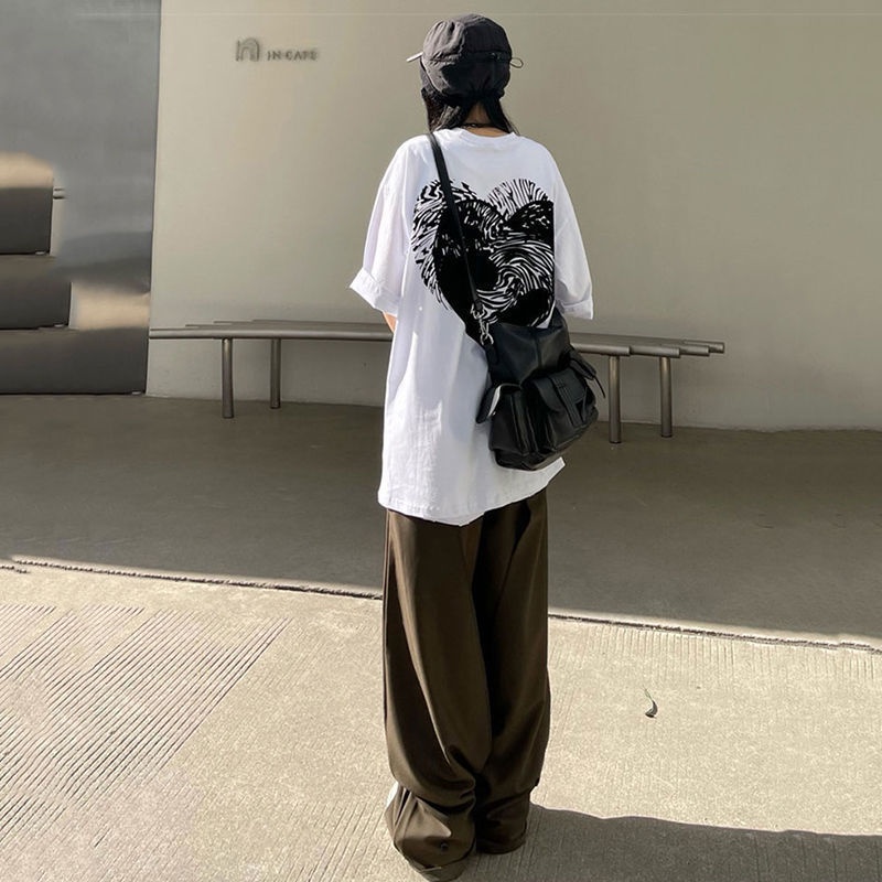 Áo Thun 100% Cotton Nguyên Chất Tay Ngắn Dáng Rộng In Chữ Love Graffiti Phong Cách Mỹ Thời Trang Mùa Hè Cho Nữ