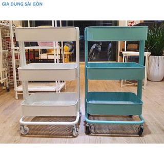 [HCM] Kệ bỉm sữa Đa Năng 3 tầng, có Bánh Xe Đẩy Kiểu IKEA (3 màu XANH - TRẮNG - ĐEN) - Gia Dụng Sài Gòn