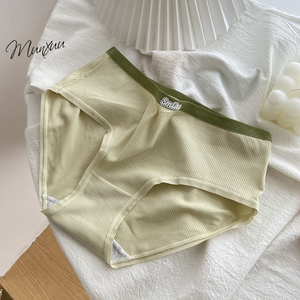 Quần lót nữ MUNXUU cotton tăm kẻ mềm mại co dãn 4 chiều có viền chữ - QC115