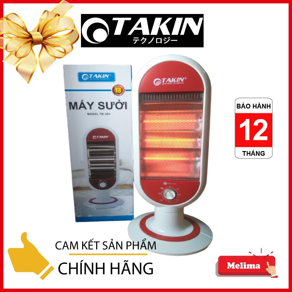 Quạt sưởi Takin 03 bóng TK204, Công nghệ sưởi không gây khó thở và khô da, Làm ấm nhanh, Tỏa nhiệt đều, Bảo hành 12 Th