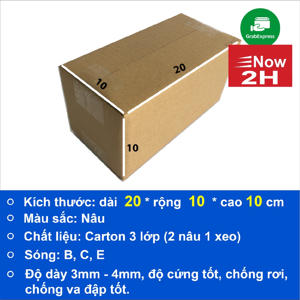 hộp đóng hàng 20x10x10 bộ 20 trơn cứng cáp