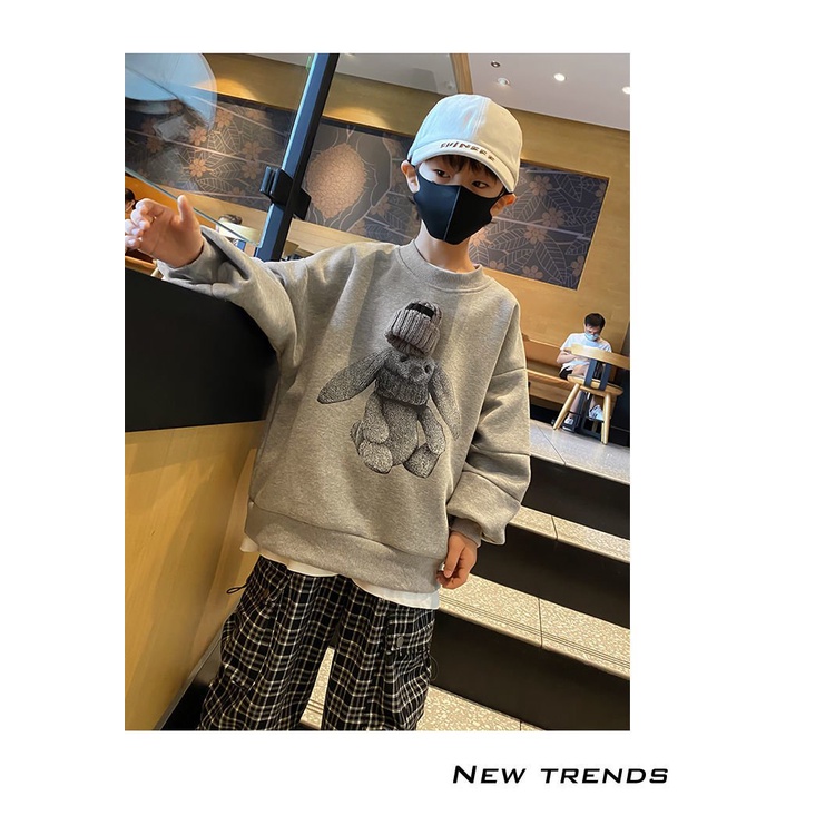 Áo Sweater Vải Lanh Lông Cừu Phong Cách Đường Phố Phương Tây Thời Trang Thu Đông Mới Cho Bé Trai