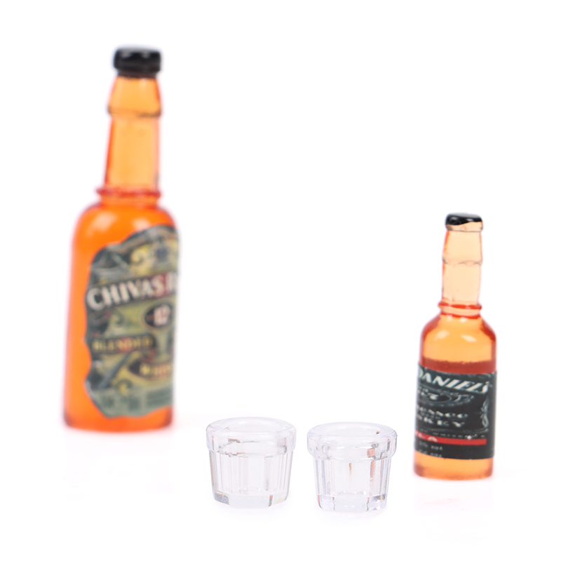 Bộ 4 Chai Rượu Vang Giả Tỉ Lệ 1 / 12 Trang Trí Nhà Búp Bê