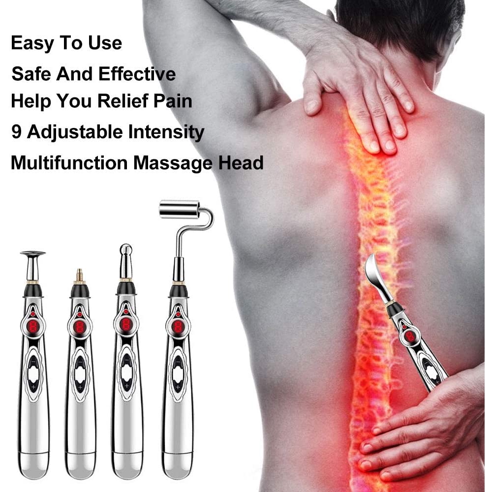 Bút châm cứu massage giảm đau kèm 5 đầu bút điện sử dụng tiện lợi