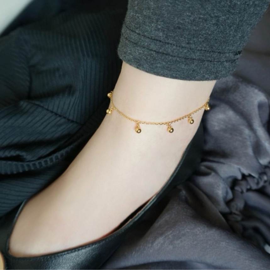 Lắc chân titan nữ không gỉ 7 viên bi nhỏ cá tính sáng màu sử dụng hằng ngày