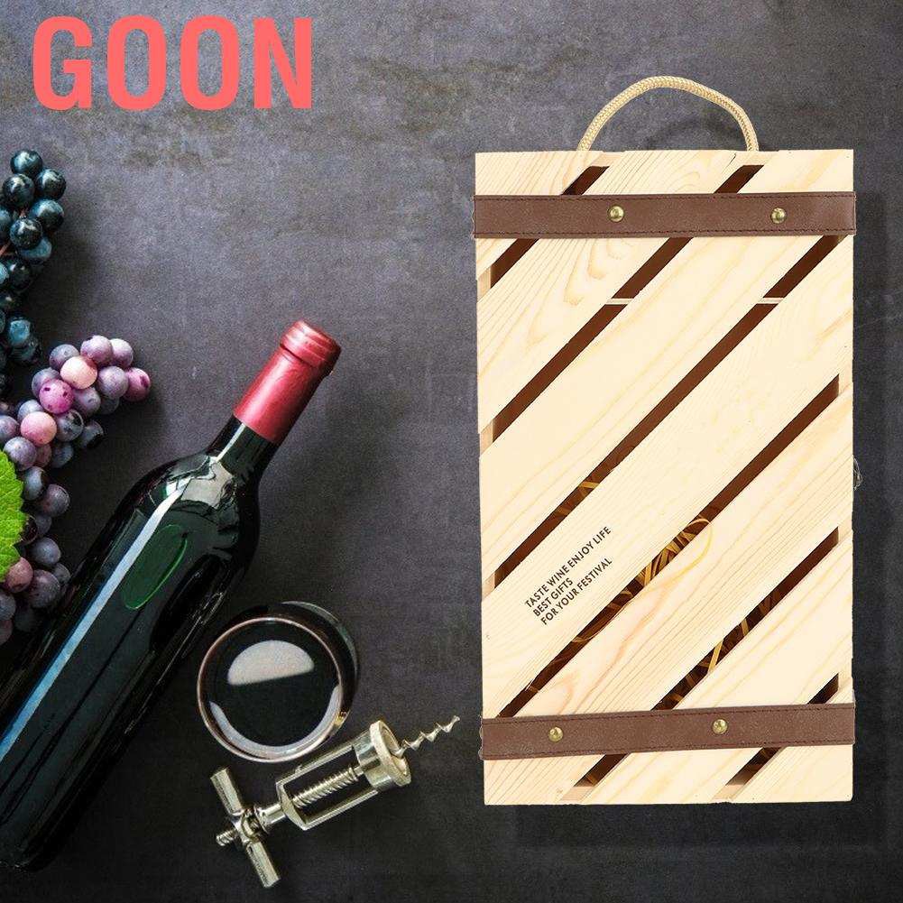 GOON Set 2 Hộp Gỗ Đựng Rượu Vang Có Quai Cầm Tiện Lợi