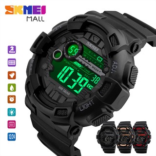 Đồng hồ thời trang nam thể thao SKMEI 1243 Đồng hồ đeo tay kỹ thuật số múi giờ kép Đồng hồ bấm giờ Báo động đếm ngược 50m Chống nước