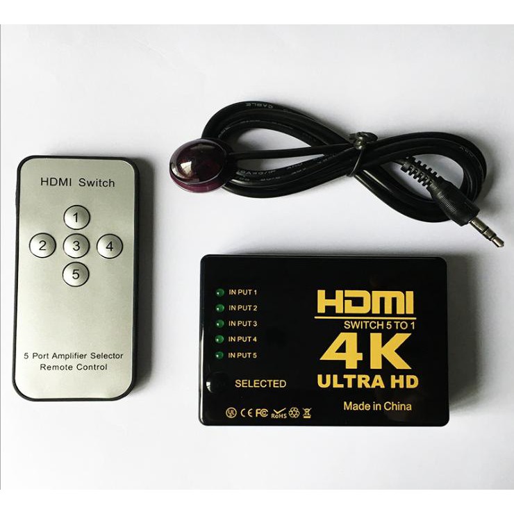 Bộ chia cổng HDMI cho nhiều thiết bị 5 ra 1 hỗ trợ 4K UltraHD có Remote - The Royal's
