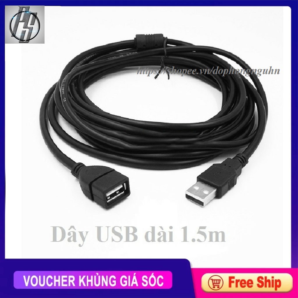 Dây cáp USB nối dài 1.5M màu đen