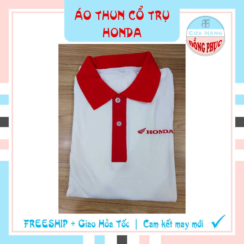 ĐỒNG PHỤC ÁO THUN CỔ TRỤ HONDA - ÁO THUN CỔ TRỤ TRẮNG ĐỎ CHÍNH HÃNG HONDA, ĐÚNG CHUẨN CỦA HONDA !