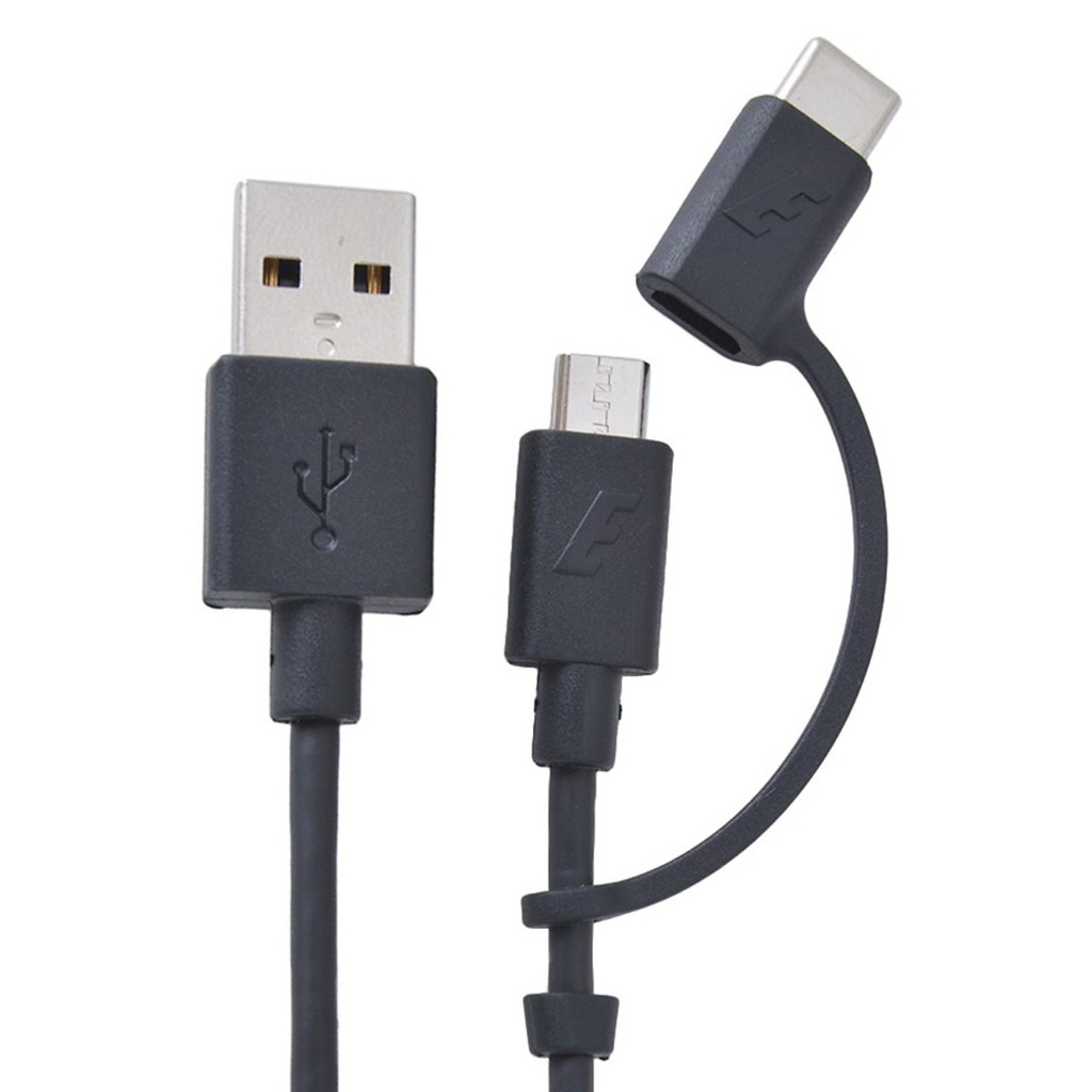 Cáp 2 trong 1 Type-C và Micro-USB Energizer HT màu đen, dài 1.2m - C11UBX2CFBK4