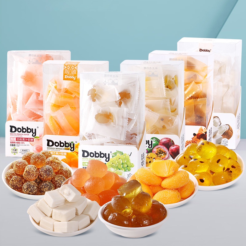 Combo 5 hộp Kẹo dẻo hoa quả Dobby Nhập khẩu Đài Loan hộp 100g nhiều hương vị ăn vặt ngon đã nghiền