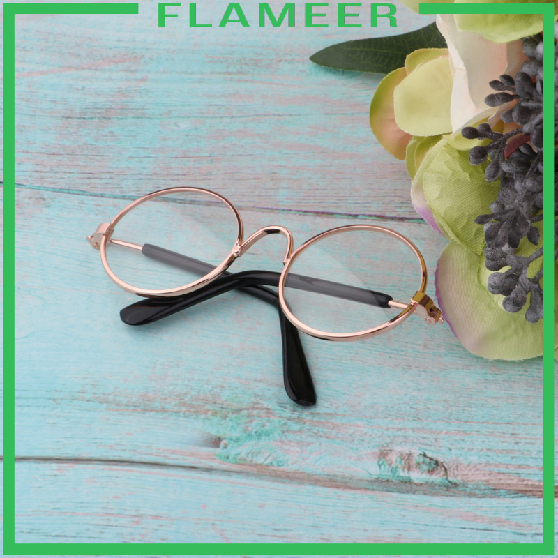 [FLAMEER]1/6 BJD Doll Eyegalsses Eyewear Golden Frame for Blythe Dolls Black