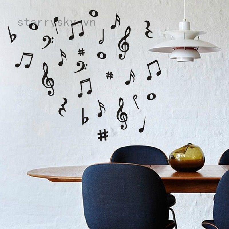 Decal hình nốt nhạc dán tường trang trí nhà ở