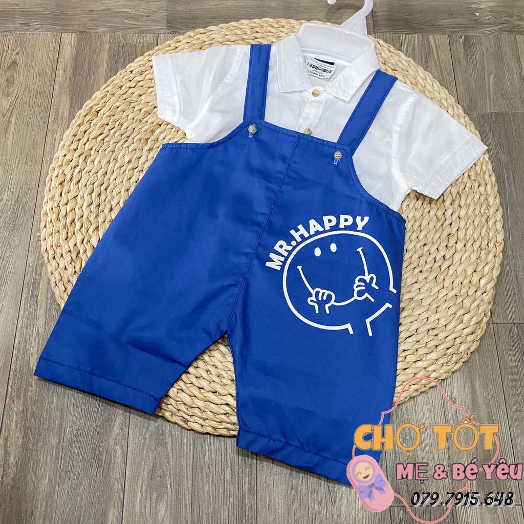 Set áo sơ mi + yếm kaki bé trai