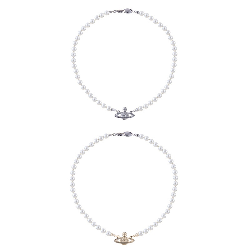 Vòng Cổ Choker Ngắn Đính Ngọc Trai Hình Hành Tinh Phong Cách Retro Sang Trọng Cho Nữ