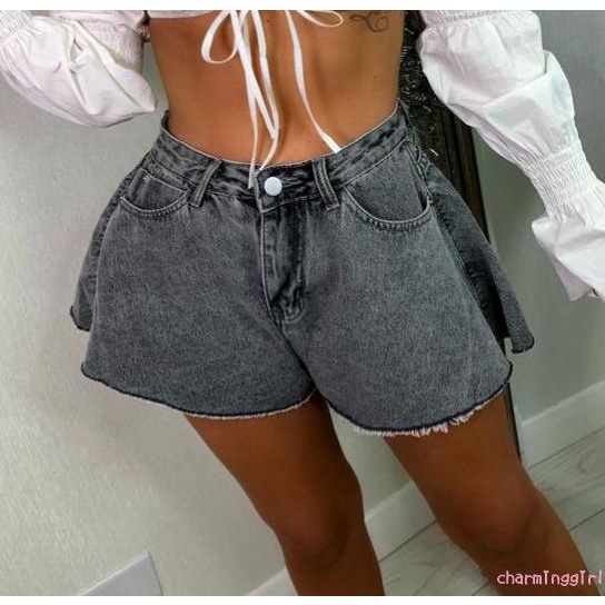 Quần short denim lưng cao thời trang Hàn Quốc dành cho nữ