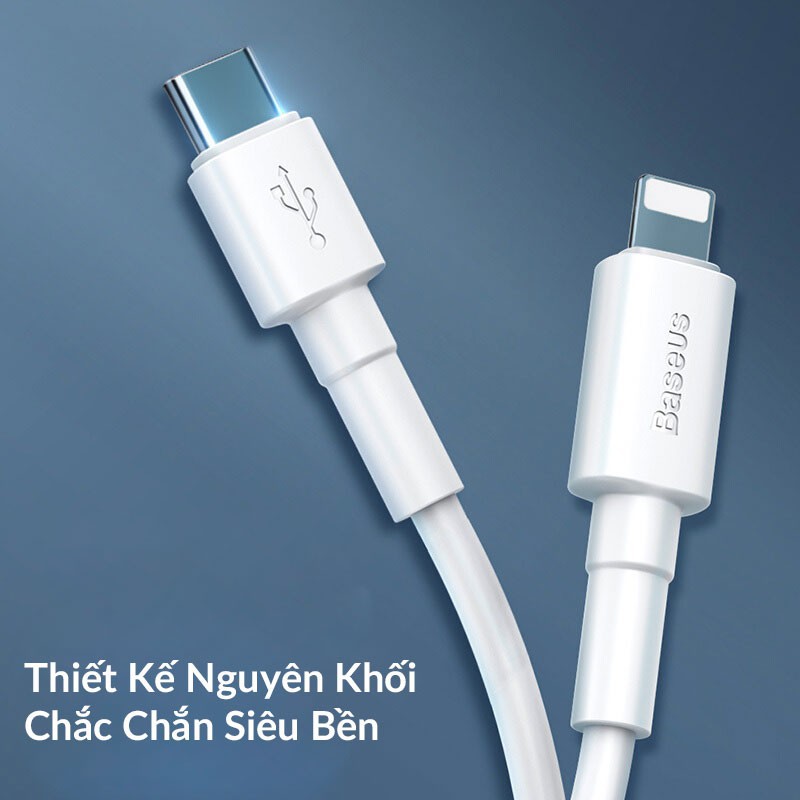 Combo Củ Sạc Nhanh 18W Và Cáp Type C to Lightning Baseus Dùng Cho iPhone, iPad, Hỗ Trợ PD3.0, QC3.0, SCP, AFC