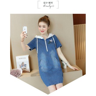 ĐẦM JEAN PHỐI NÓN THÊU HOA