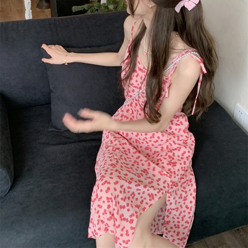 Đầm Hoa Cổ Chữ V Xẻ Tà Thời Trang Mùa Hè Dành Cho Nữ