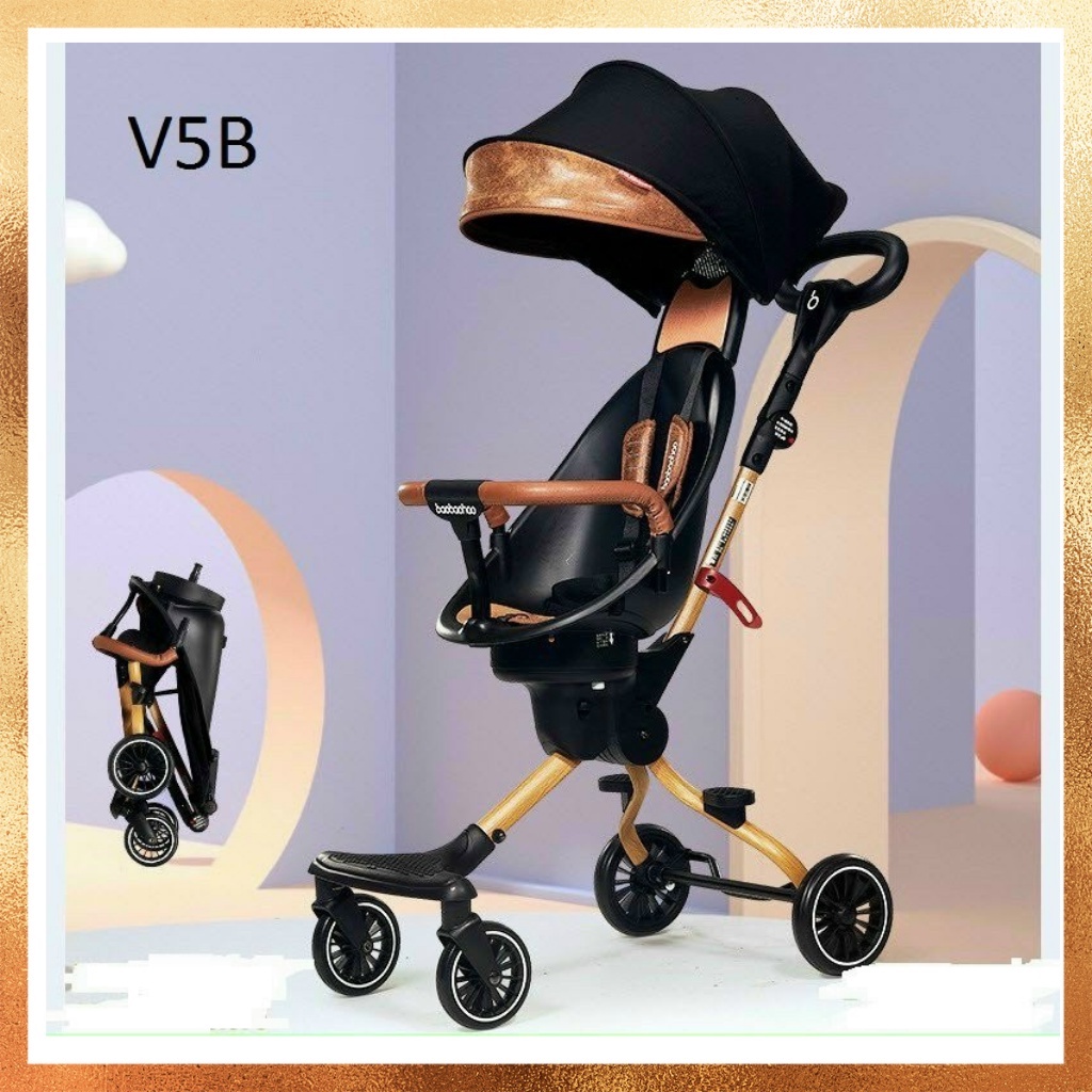 Xe đẩy dạo chơi gấp gọn xoay 2 chiều Baobaohao V3, V5B có thanh bảo vệ bé kín an toàn tuyệt đối