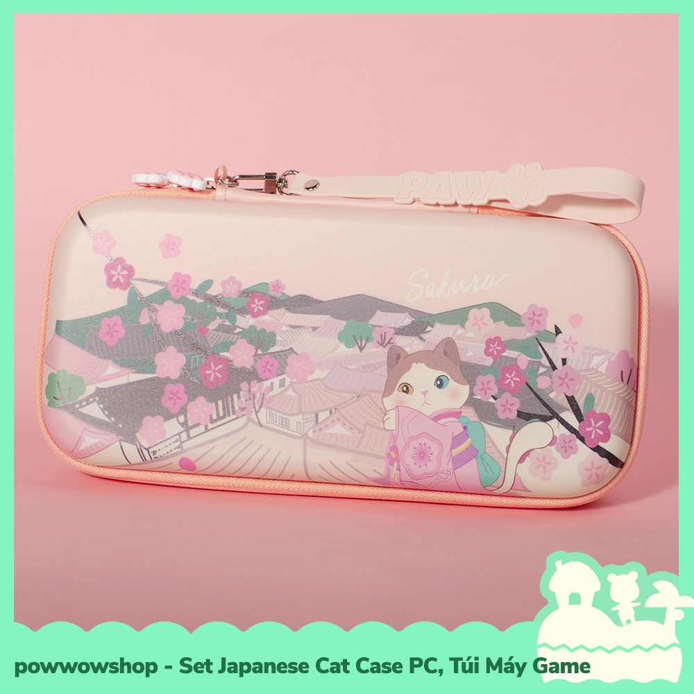 OLED/V1/V2 Set Phụ Kiện Case PC Gắn Dock, Túi Máy Đựng Máy Game Cầm Tay Nintendo Switch Amazing Cat