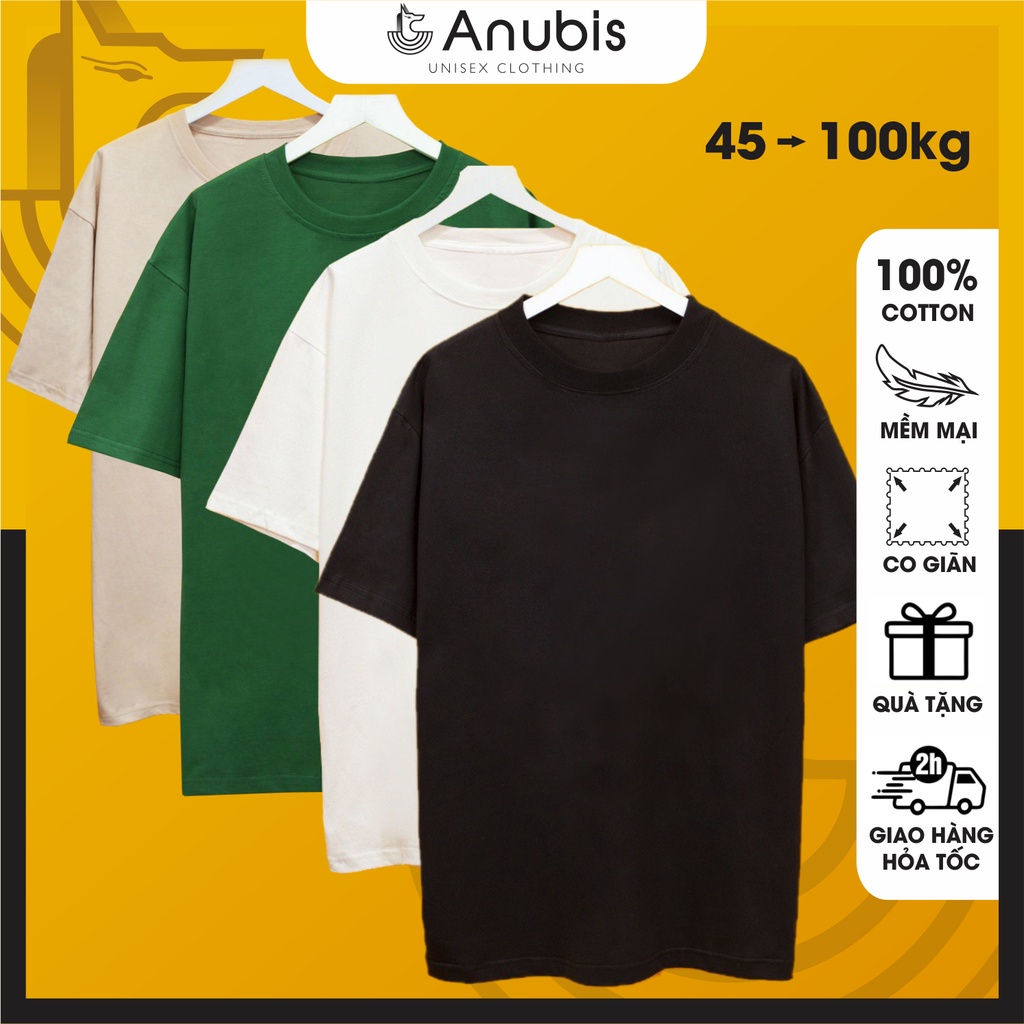 Áo Thun Trơn Cotton 100% Đen Trắng Be Xanh Ve Chai Oversize