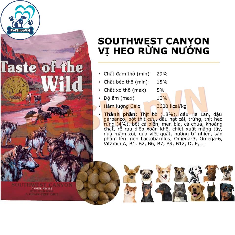 Thức Ăn Cho Chó Hạt TASTE OF THE WILD SOUTHWEST CANYON Vị Heo Rừng Nướng