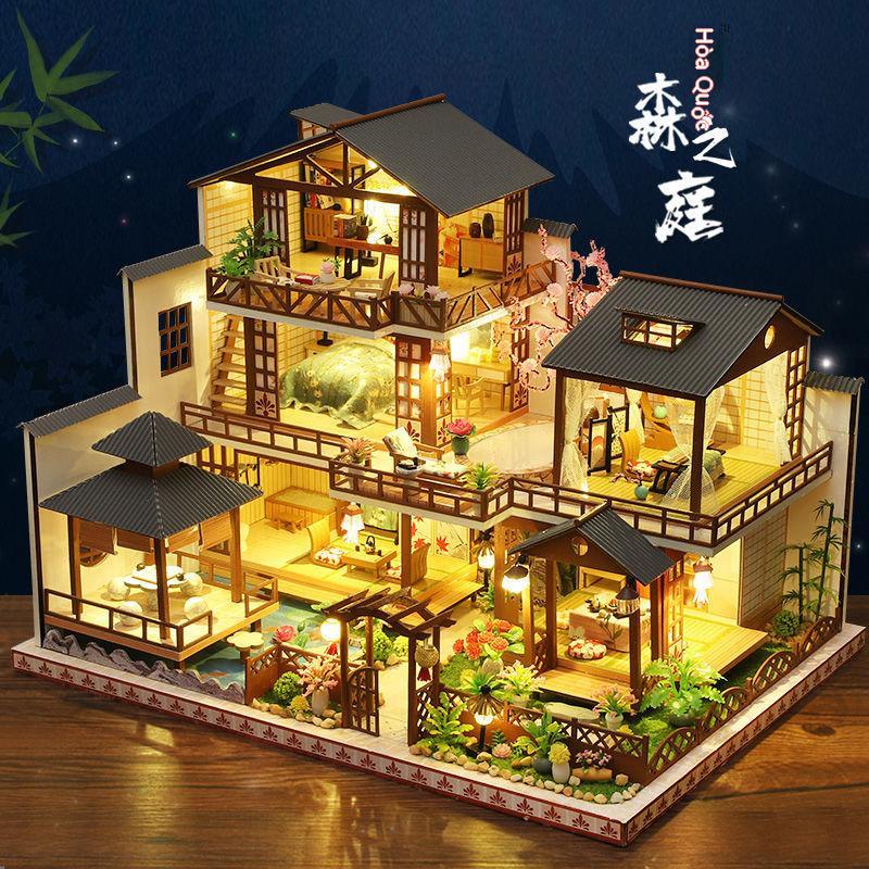 Mô hình phong cách Nhật Bản nhà tự làm thủ công biệt thự gác xép lớn phong cách cổ xưa giảm buồn chán quà sinh nhật cho