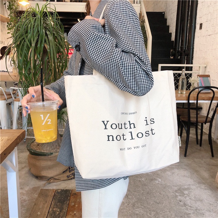 Túi tote giá rẻ vải canvas đeo chéo đi học LUVADO TX761