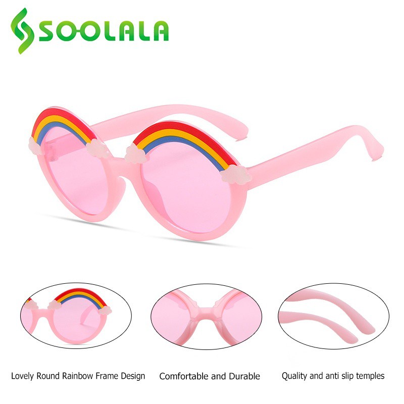 Kính Râm SOOLALA Gọng Tròn Trang Trí Hình Cầu Vồng Nhiều Màu Tùy Chọn Bảo Vệ Mắt Cho Bé Trai Và Bé Gái