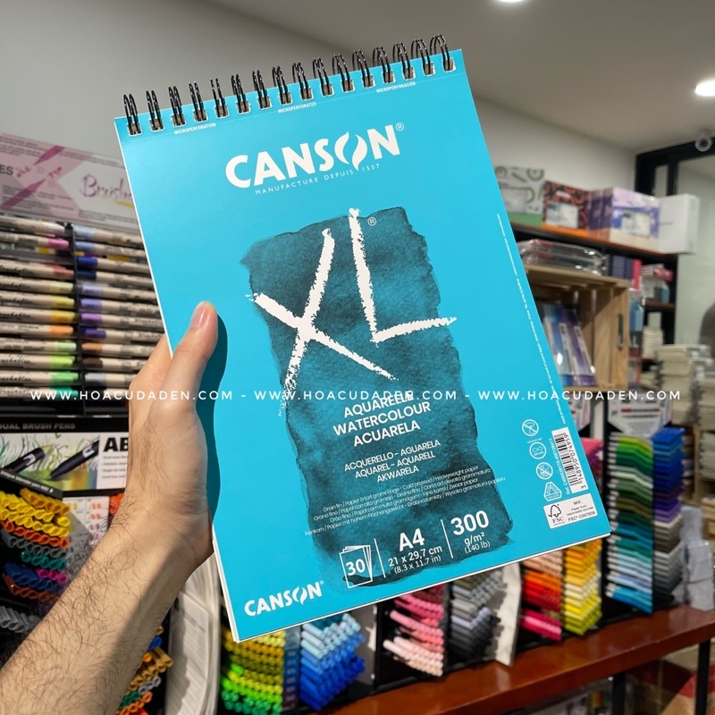 [DA ĐEN] Sổ Vẽ Màu Nước Canson XL 300gsm A4 30 Tờ