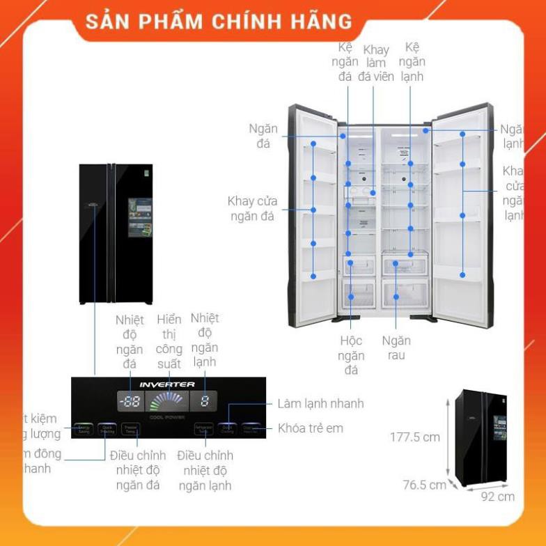 [ VẬN CHUYỂN MIỄN PHÍ KHU VỰC HÀ NỘI ] Tủ lạnh Hitachi  side by side 2 cửa màu đen R-FS800PGV2(GBK) 24/7