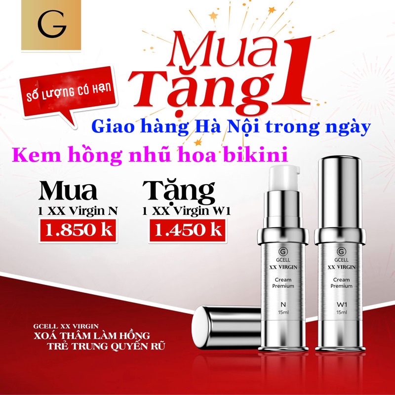 Kem hồng nhũ hoa bikini 2in1 Xxvirgin 15ml