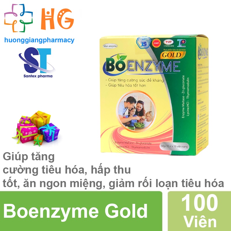 Men tiêu hóa cho người lớn Boenzyme Gold Tăng cường tiêu hóa giúp ăn ngon miệng tăng hấp thu chất dinh dưỡng Hộp 100Viên