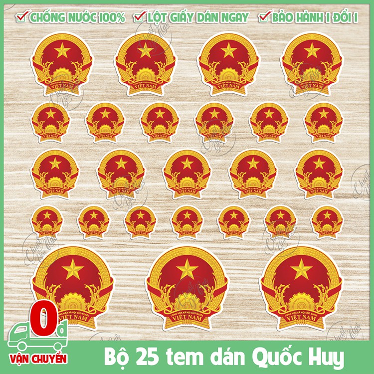 Bộ 25 hình dán QUỐC HUY chất lượng cao