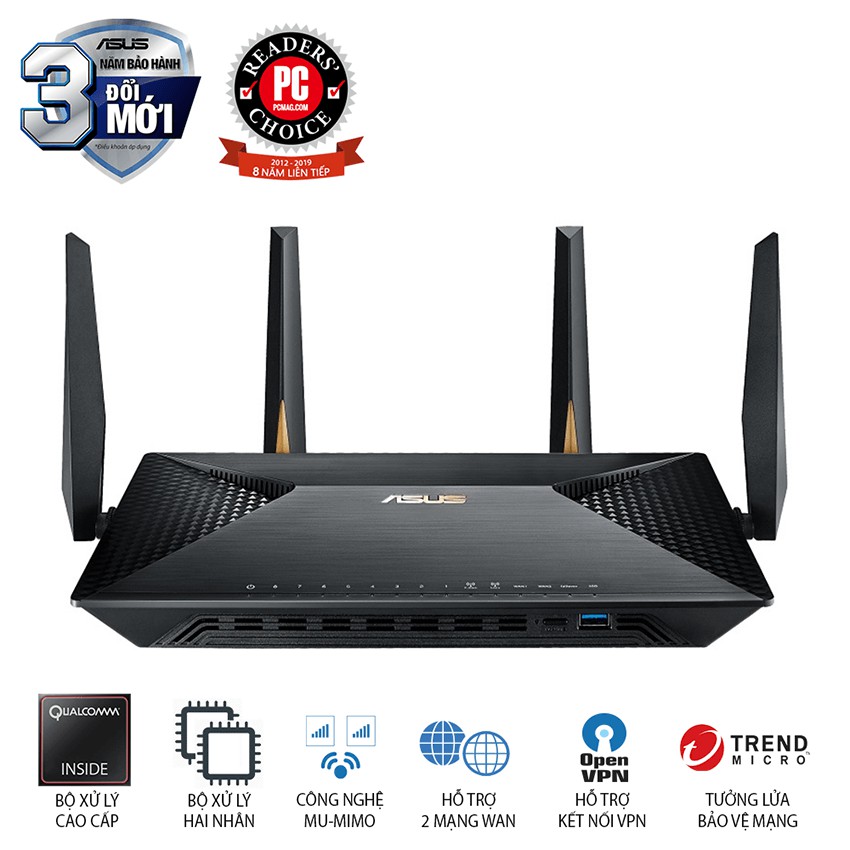 Bộ phát wifi Asus BRT-AC828 Băng tần kép AC2600Mbps MU-MIMO (Hàng chính hãng)